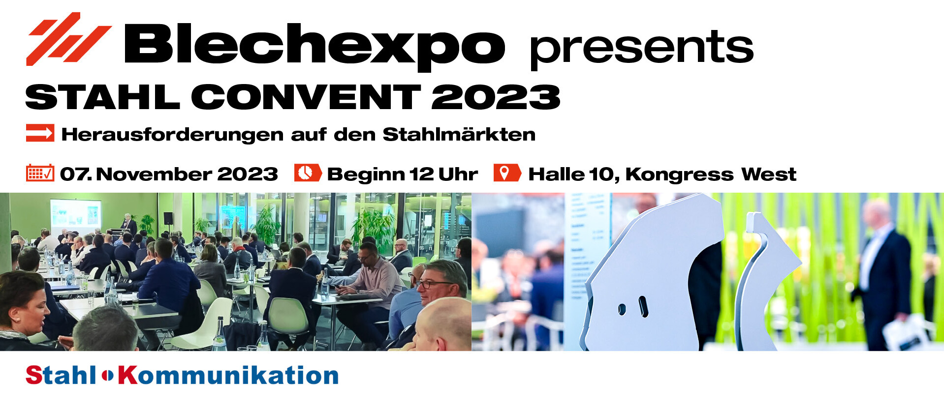 Blechexpo Internationale Fachmesse für Blechbearbeitung Blechexpo Stahlkonvent 2023 1920x822 website 01 de web uai