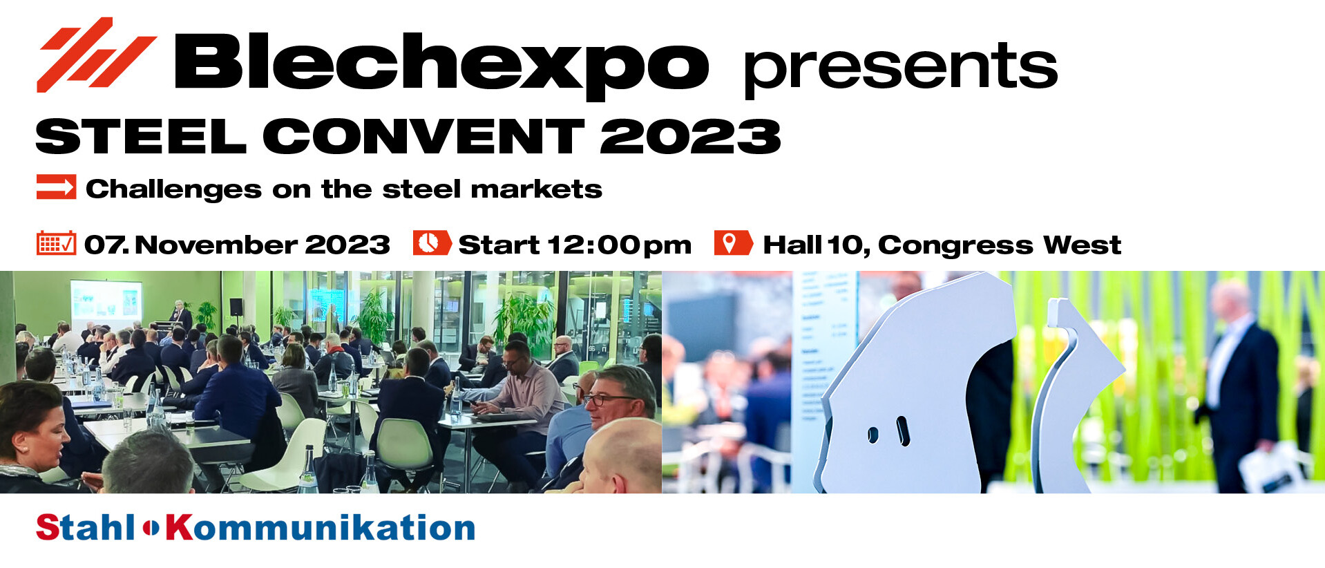 Blechexpo Internationale Fachmesse für Blechbearbeitung Blechexpo Stahlkonvent 2023 1920x822 website 01 en web uai